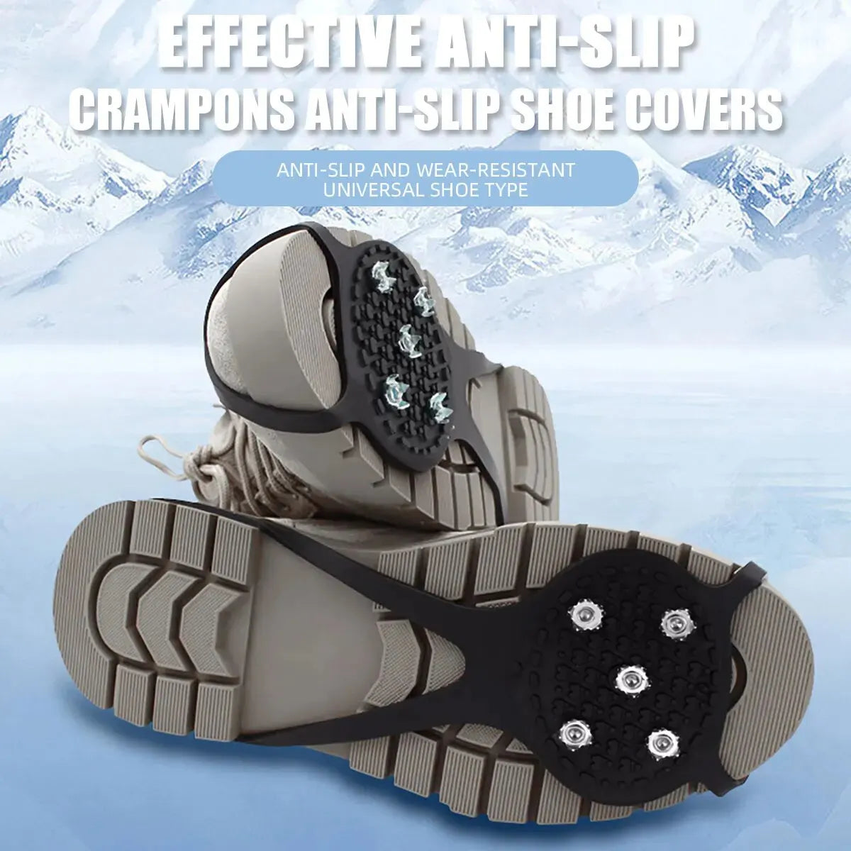 Anti-Skid Ice & Snow Cleats - 5 Studs, Universal Fit